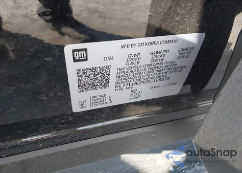 2025 Chevrolet Trax Fwd Lt z USA, uszkodzony, nr VIN KL77LHEP6SC166872